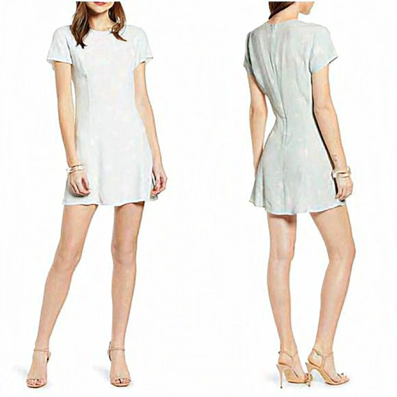 SOMETHING NAVY Easy Flirty Teal Chalk Etch floral Minidress Small - Picture 2 of 8